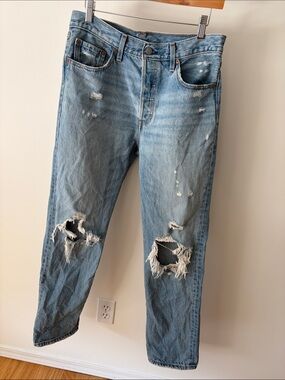 Levi's Light Blue Distressed Straight Leg Jeans